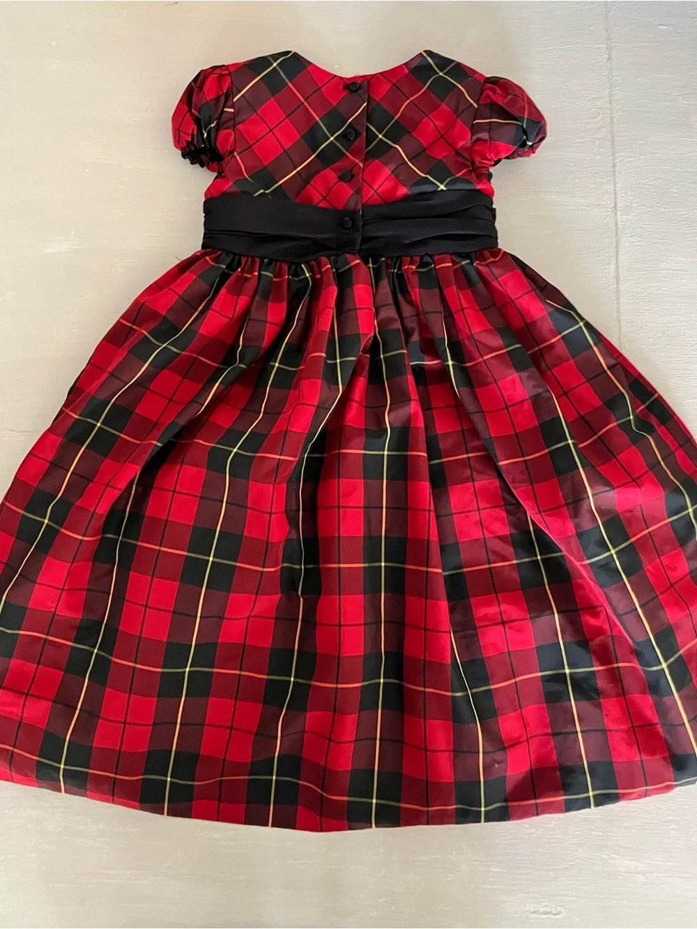 Ralph Lauren Girls Size 6 Red Tartan Plaid Party Dress Black Sash Holiday